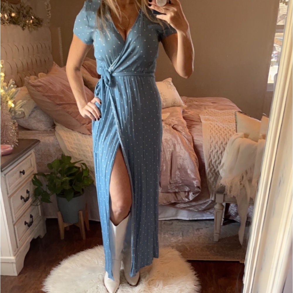 Baby blue polka dot dress
